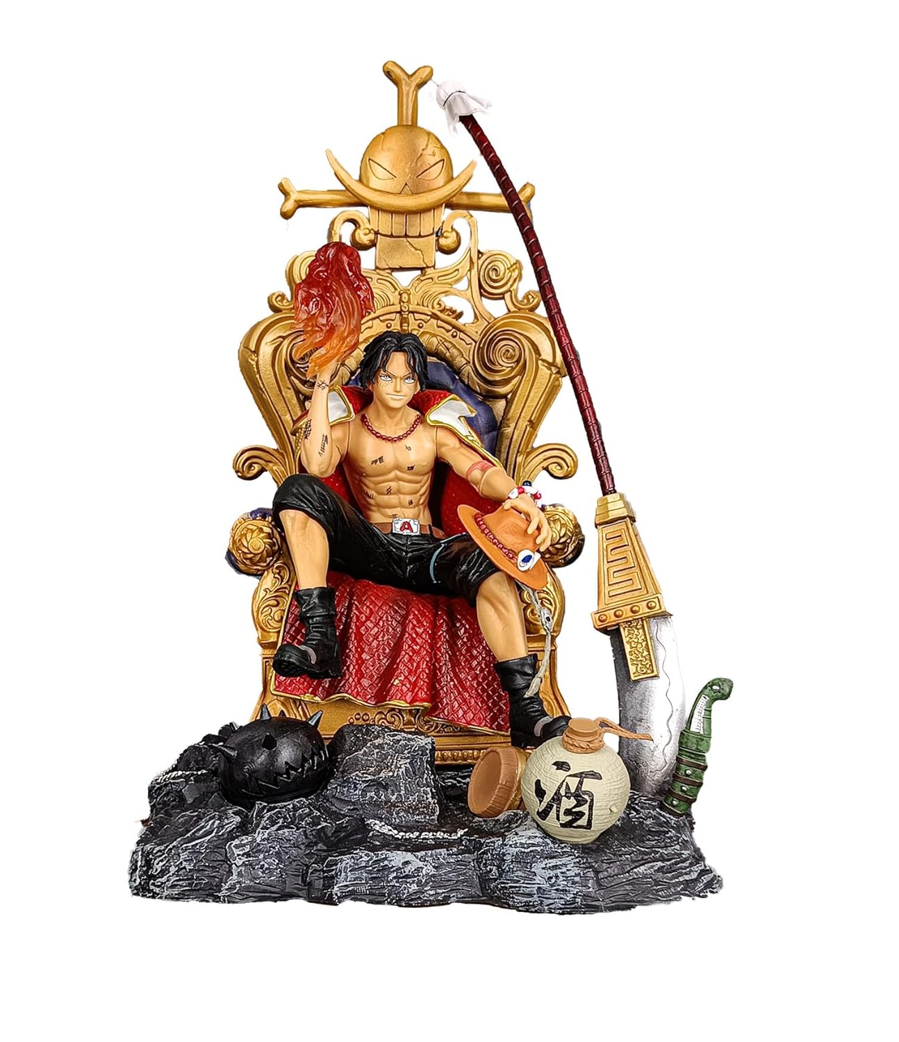 ACE Pirate King Collectible Statue – Anime-Style Flame Warrior Figure