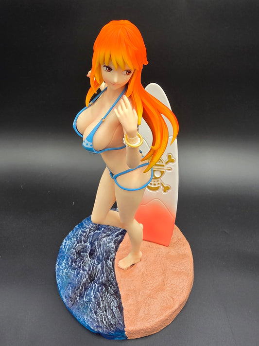 Nami Beach Vacation Statue – ( Tiktok :) One Piece Bikini Figure with Surfboard Base
