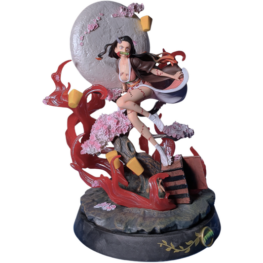 Nezuko Kamado Awakened Form Figure - 28cm Demon Slayer Moon Scene Diorama- ( Tiktok ):Moonlight Blossom Guardian Diorama