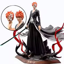 Ichigo Kurosaki Hollow Mask Figure - ( Tiktok :) Bleach Bankai Statue with Interchangeable Heads